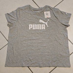 Puma Womens Essential Logo T-Shirt Plus, 1X, Gray - Brand New!